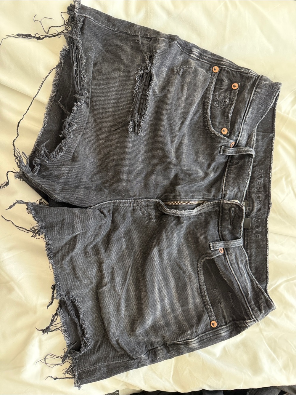 American Eagle Outfitters Black Distressed Denim Shorts